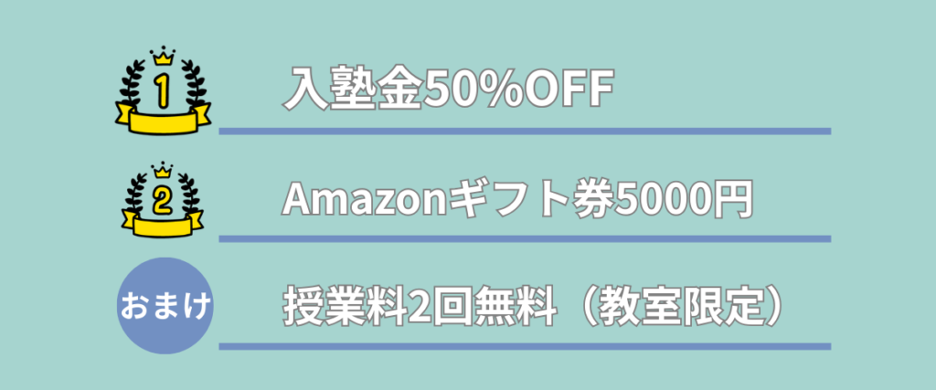 LITALICOワンダーオンラインのキャンペーン特典｜入塾金50％OFF・Amazonギフト券5000円・授業料2回無料（教室限定）のお得ランキング