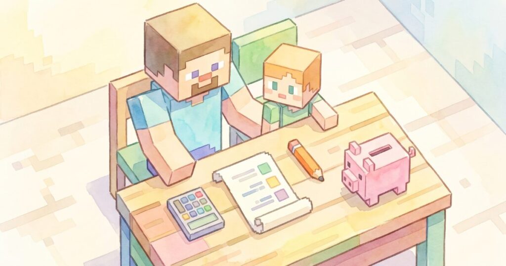 ITeens Labの料金プランを表す電卓と書類のイラスト